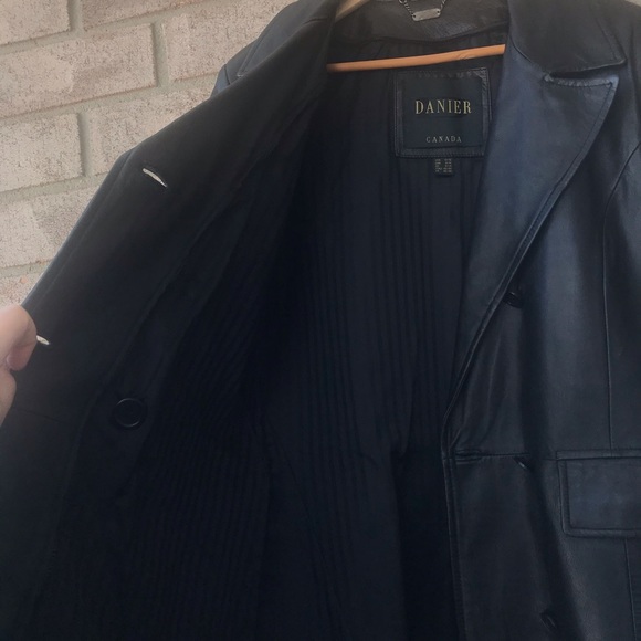 Danier Genuine Leather Black Jacket/Trench Coat - Picture 7 of 10
